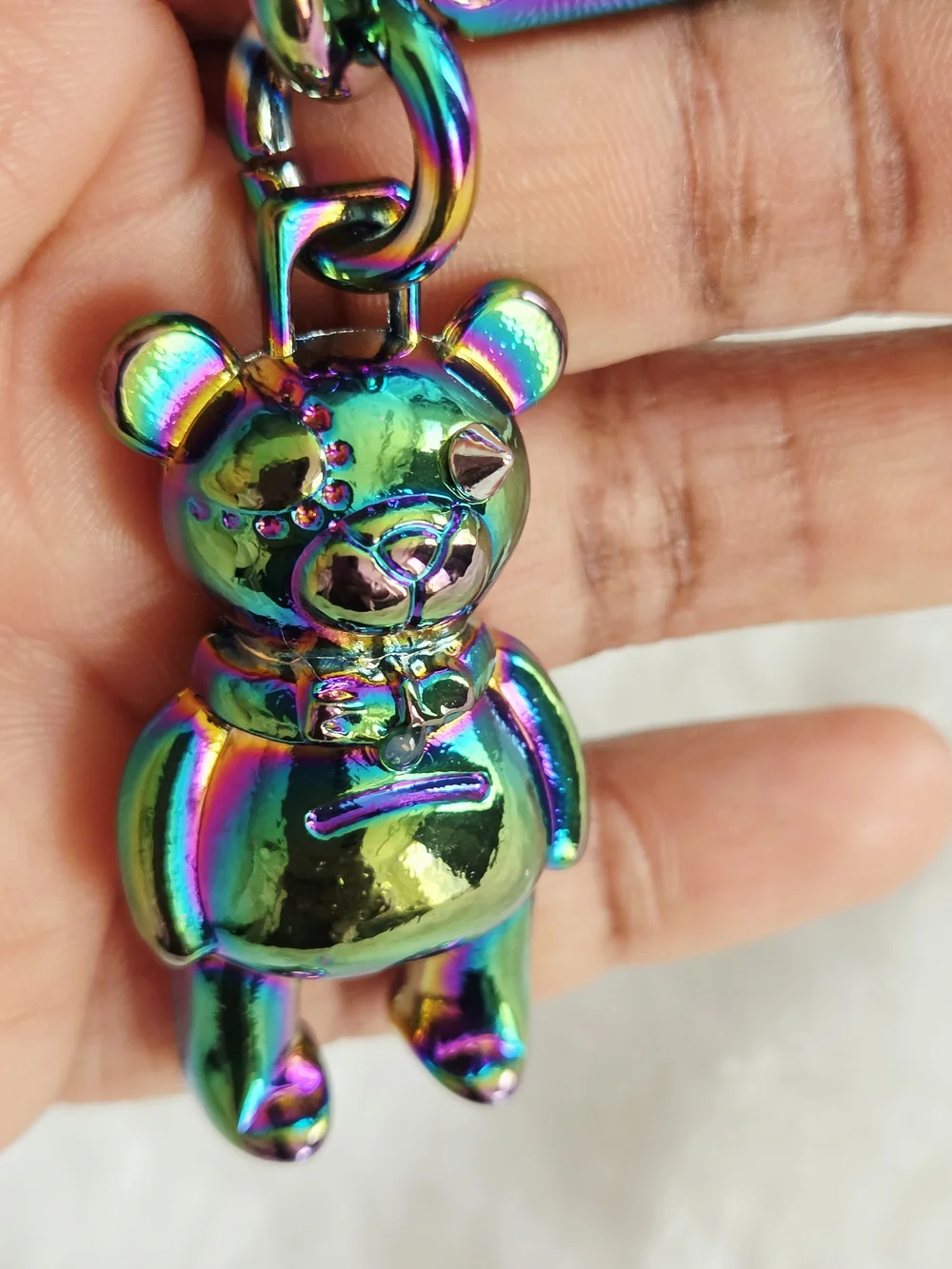 C Logo Iridescent Rainbow Bear Keychain Frankenstein Teddy Bear Bag Charm
